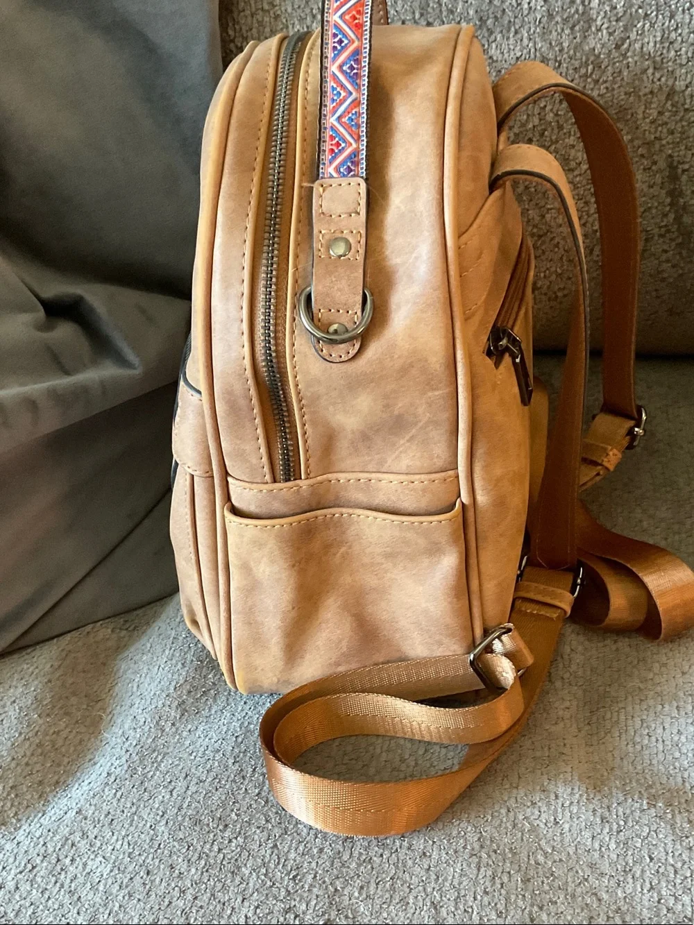 Fadeon Tan Leatherette Men's Backpack - Casual Everyday Bag